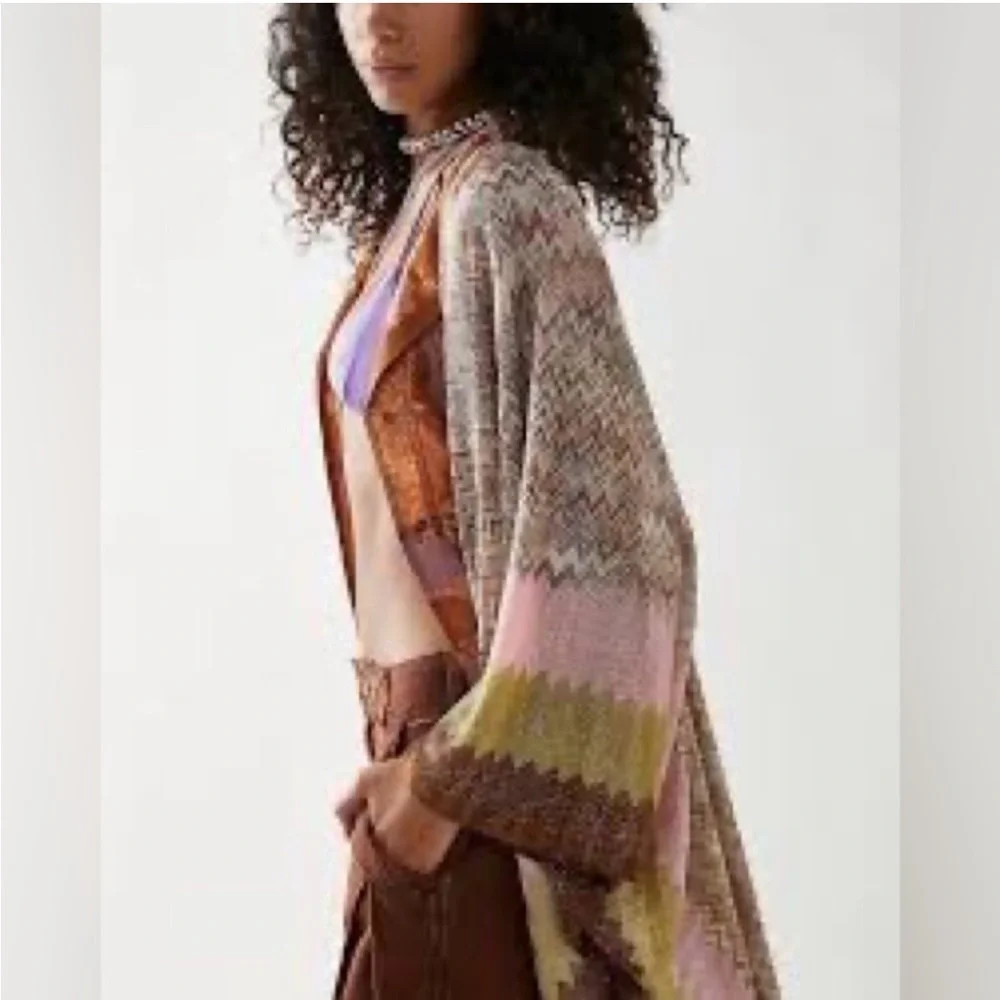 Free People Cairo Shimmer Kimono Size One Size Fits All NEW - Picture 2 of 7